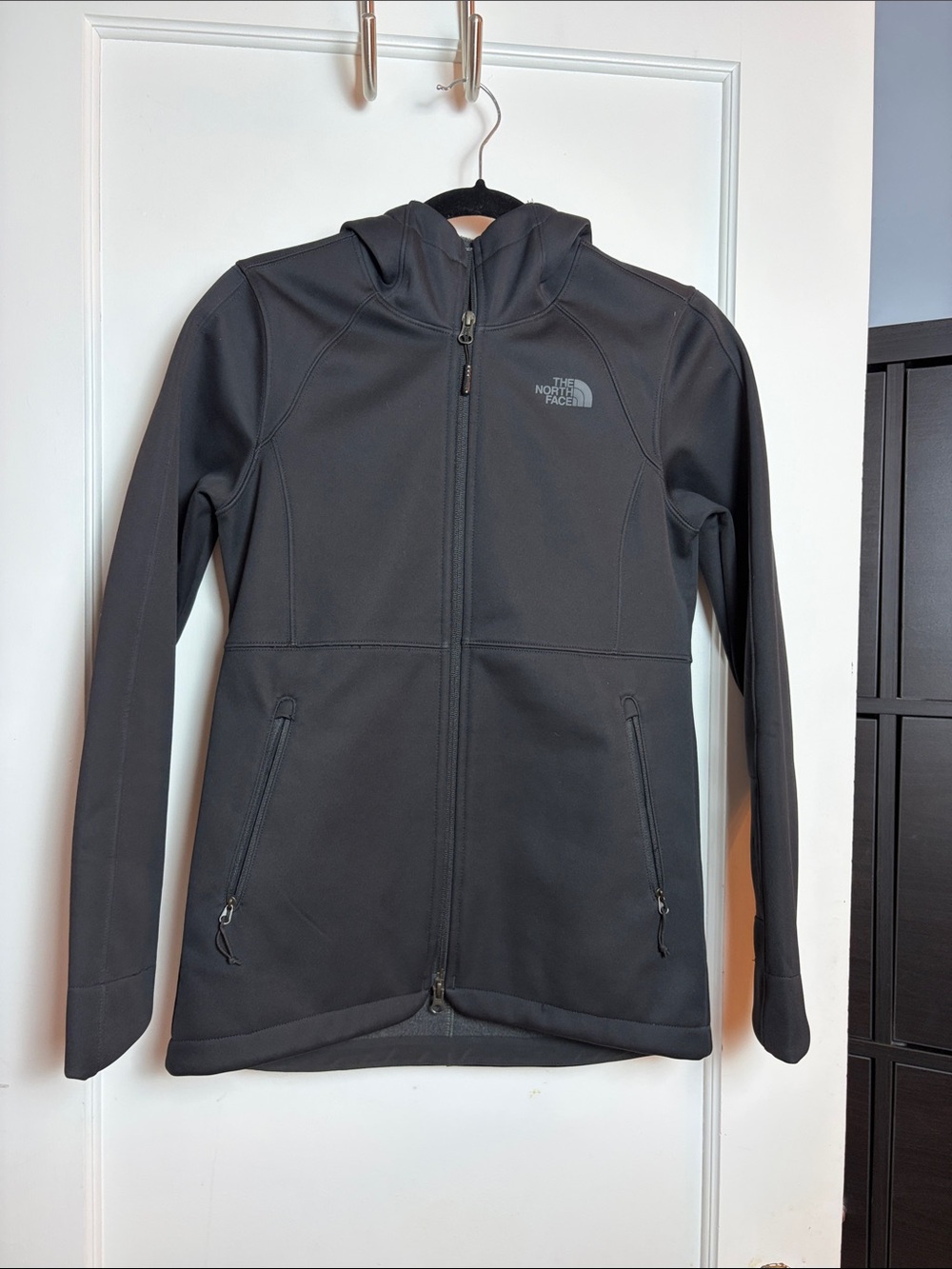 The North Face Charcoal Black Hooded Softshell Jacket